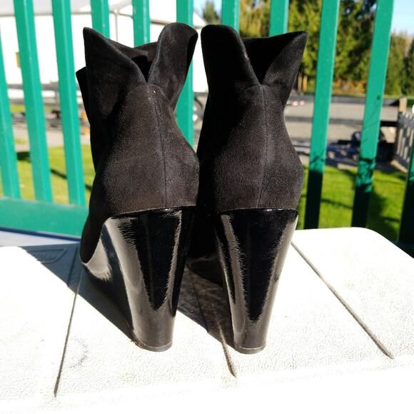 Kenneth Cole suede patent wrap snap wedge booties - Picture 6 of 8